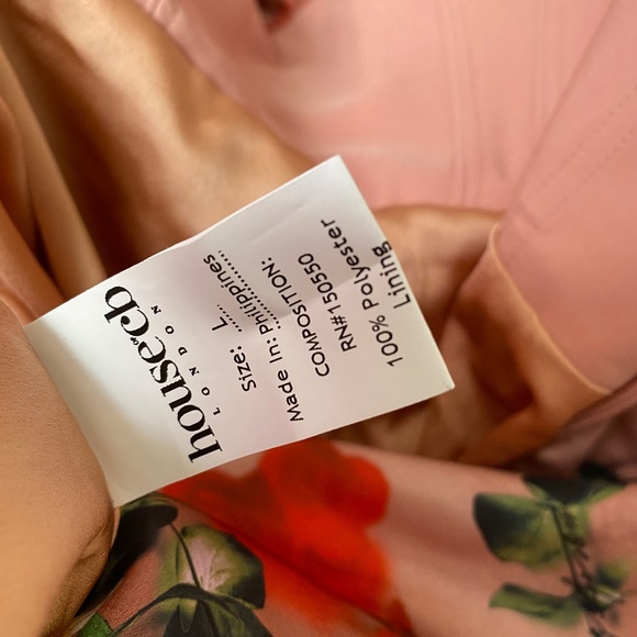 House of CB ‘Toira’ Satin Rose Print draped corset mini dress NWOT size L - Picture 10 of 15